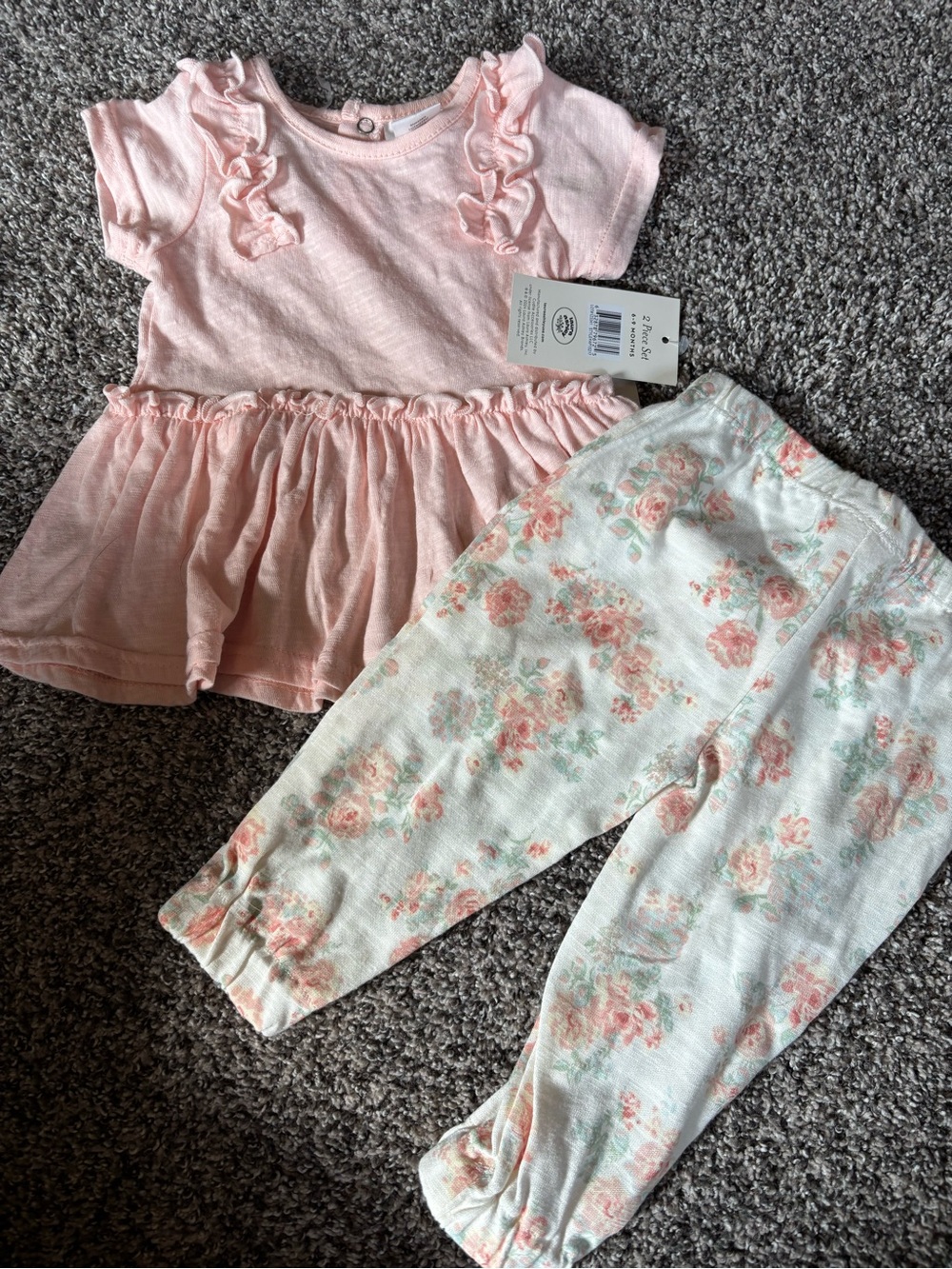 Laura Ashley Pink Ruffle Tee and Floral Legging Set